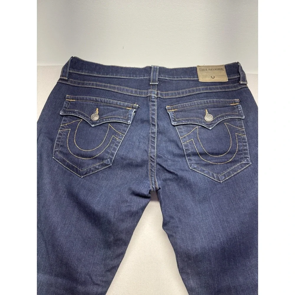 True Religion Ricky Relaxed Straight Jeans Mens 38*34 dark wash flap pockets